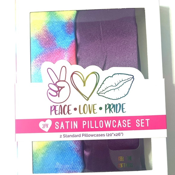 Peace, love, pride, two packs satin pillowcase set  2 boxes- total of 4. NEW!! - Picture 4 of 5